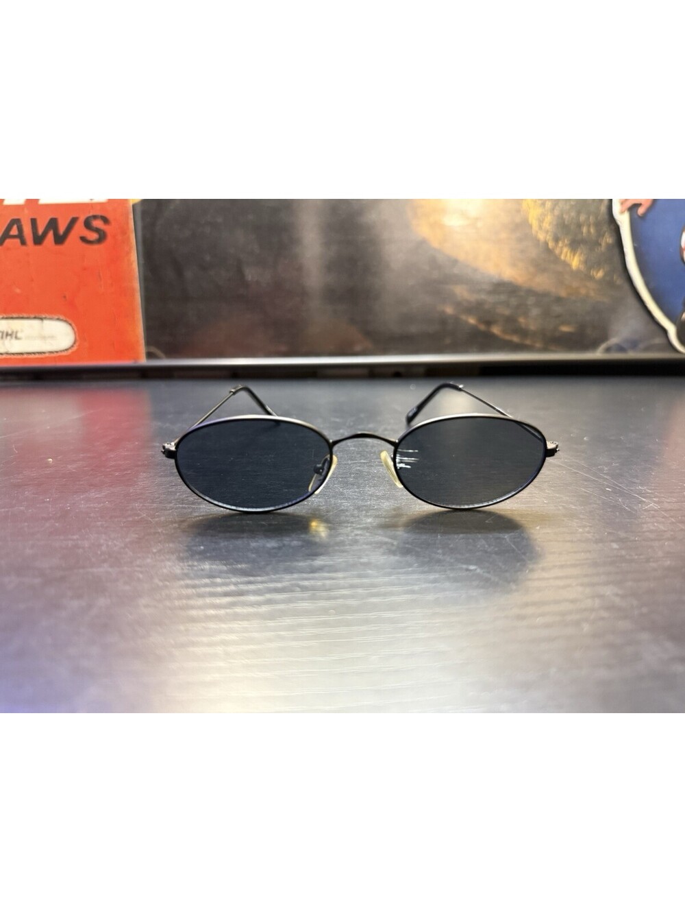 Vintage Black Oval Metal Eyeglass Frames Small Wire Rim Retro Frames Only